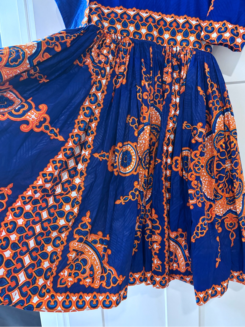 Women’s Ofuure “Victoria” Blue & Orange Printed Dress — image 6 of 8